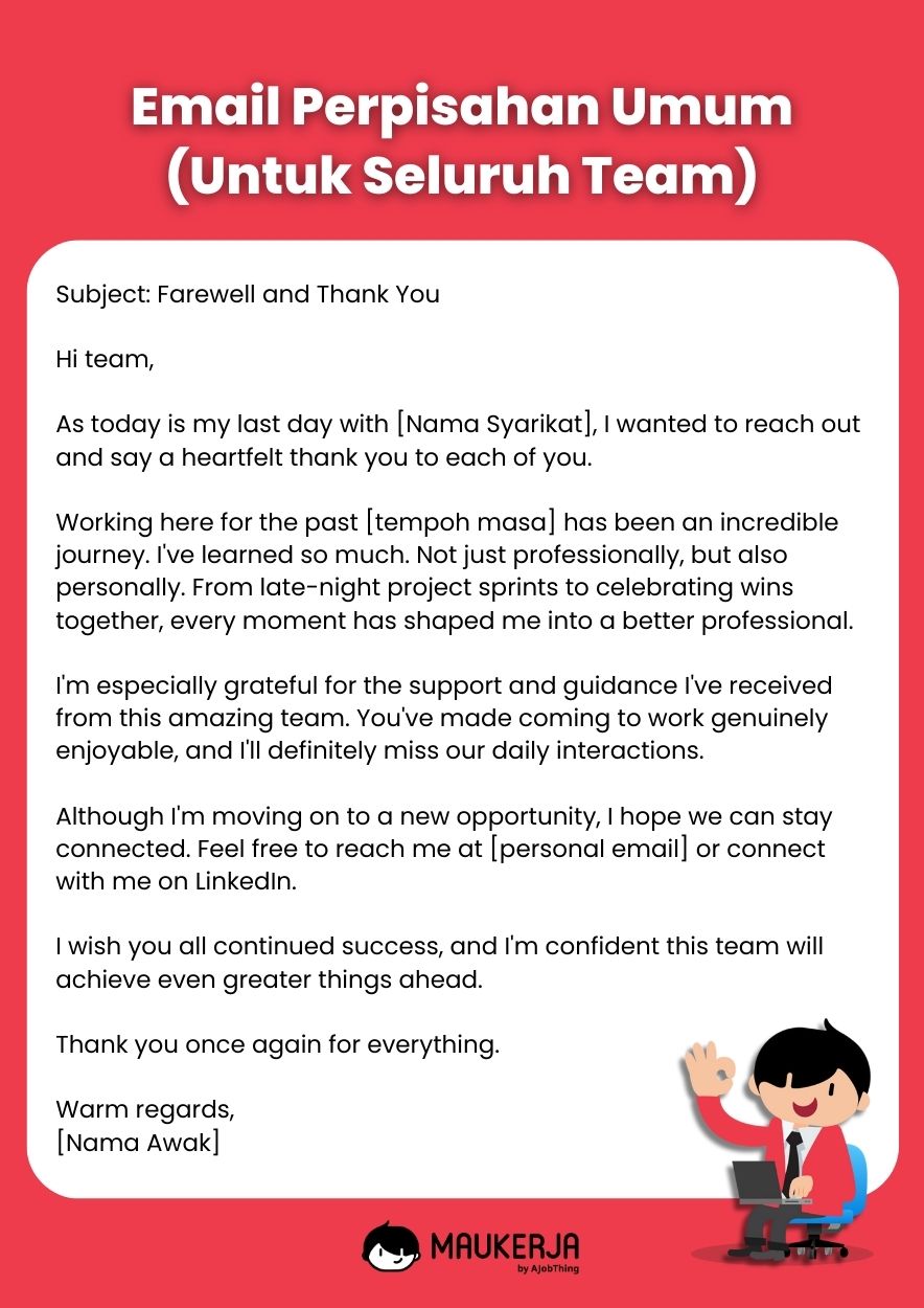 Email Perpisahan Umum (Untuk Seluruh Team)